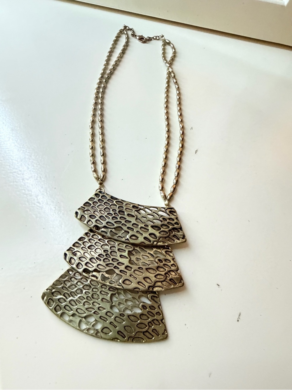 Gold-Tone Textured Layered Pendant Necklace - Women Jewelry